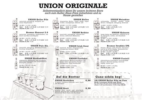 Union Brauerei Speisekarte