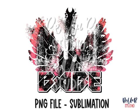 Rock N Roll Babe Sublimation Design Rock Guitar Retro Design Vintage Wings Rock N Roll