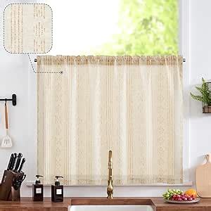 Amazon Jinchan Boho Kitchen Curtain Linen Tier Curtain Bohemian