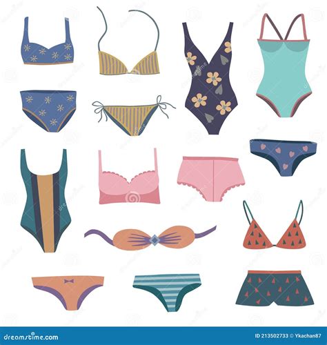 Big Set Of Woman Swimwear Swimsuits And Bikinis Stock Vector