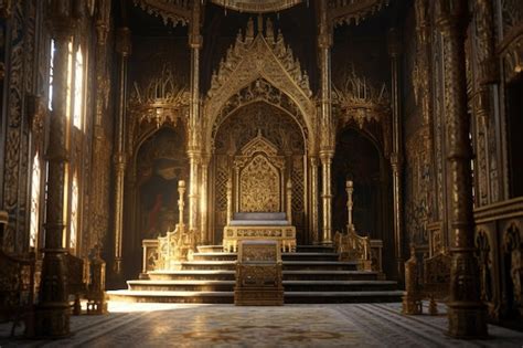 Sala del trono en un castillo medieval trono diseños intrincados de las