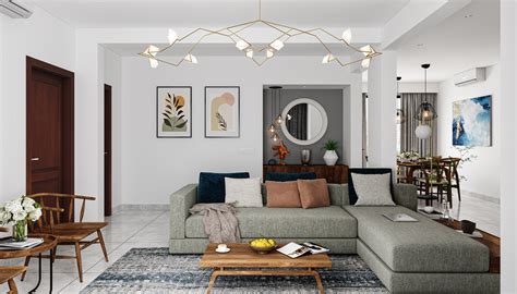 Spacious Modern Style Grey Toned Living Room Livspace