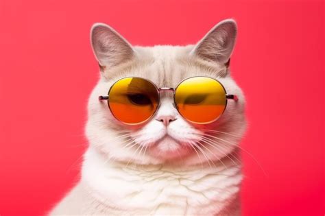 Premium Ai Image Closeup Portrait Of Funny Cat Wearing Sunglasses