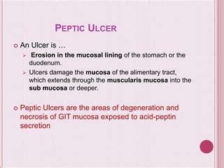 Pathophysiology Of Peptic Ulcers PPT