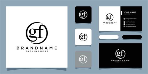 Gf Initial Letters Loop Linked Circle Monogram Logo With Business Card