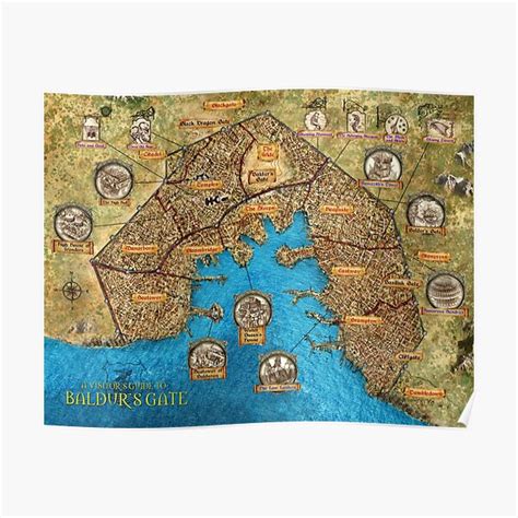 "Baldur's Gate Map " Poster for Sale by uncannyknack | Redbubble