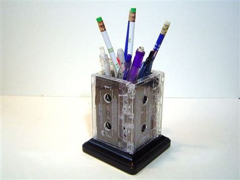 Cassette Pencil Holder Retro 80s Cassettes With Wooden Etsy Pencil