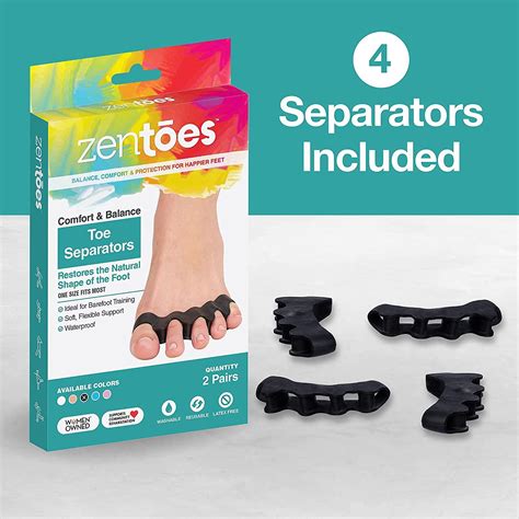 ZenToes Silicone Toe Spacers - 2 Pairs Black | Correct Toe Alignment