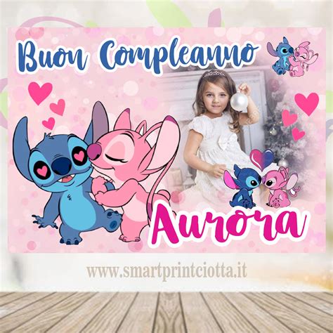 Poster Con Foto Personalizzato Stitch E Angel Smart Print