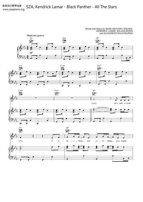 Sza Kendrick Lamar Black Panther All The Stars Sheet Music Pdf Free Score Download ★