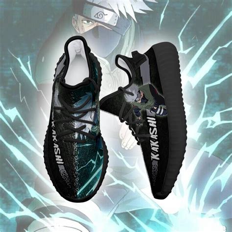 Naruto Anime Kakashi Hatake Yeezy Boost Black Sneakers Robinplacefabrics