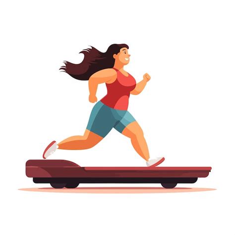 Premium Vector Running On Treadmill Overweight Middleage Woman