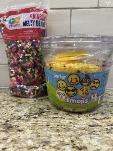 Perler Fused Bead Bucket Kit Emoji And 10 000 Rainbow Melty Beads Ebay