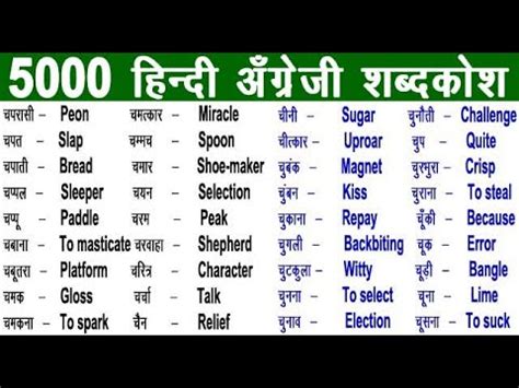 5000 Daily Uses Words for beginners हनद अगरज शबदकश Hindi