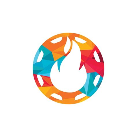 Plantilla de diseño de logotipo de vector de engranaje y fuego Vector