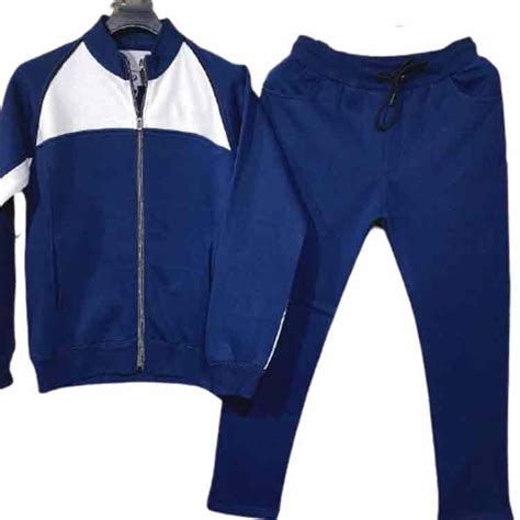 Blue And White Full Sleeves Mens Polyester Winter Tracksuits Size S