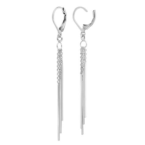 Modern Chic Multi Strand Sterling Silver Tassels Leverback Dangle Earrings Ebay