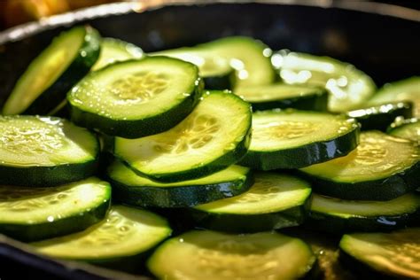 Diced Sliced Zucchini In Pan On Table Generate Ai