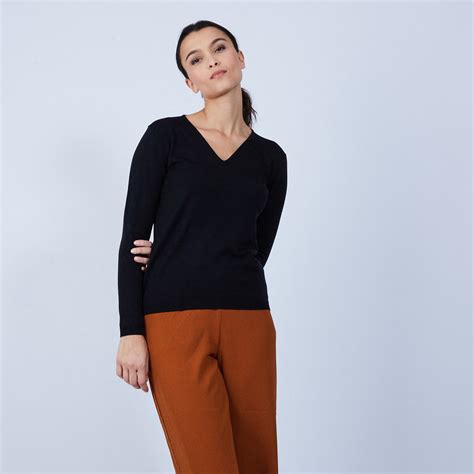 Pull Col V En Laine M Rinos Manches Longues Pour Femme