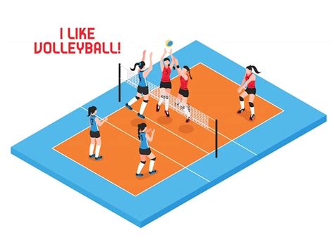 Equipos femeninos durante el juego de voleibol en la ilustración