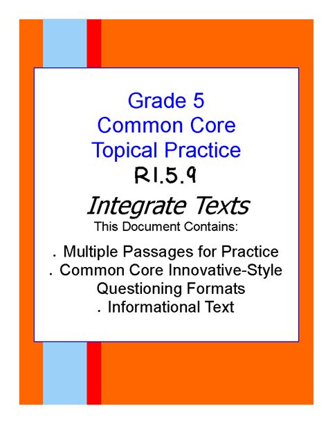 Literacy Math Ideas Grade 5 Common Core Reading Assessments