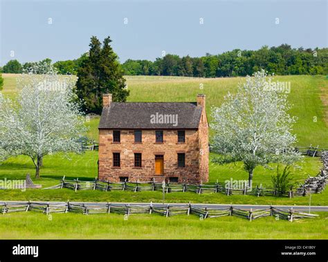 The Old Stone House In The Center Of The Manassas Civil War Battlefield Site Near Bull Run