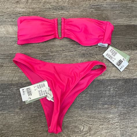 Hot Pink Swim Suit Bikini Set H M Brazilian Style Depop