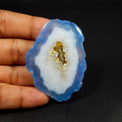 Bleu Ciel Agate Tranche Druse Gemme Naturel Géode Cabochon Desseré 107