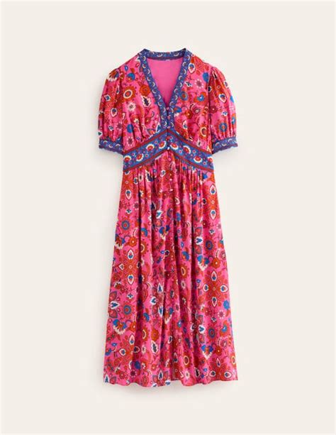 Elsa Midi Tea Dress Sangria Sunset Hotch Boden Us