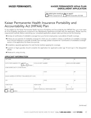 Fillable Online Kaiser Permanente For Individuals And Families 2013 CA