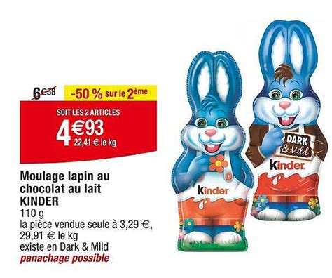 Promo Moulage Lapin Au Chocolat Au Lait Kinder Chez Cora ICatalogue Fr