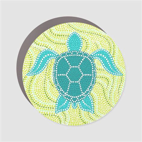 Sea Turtle Green And Blue Dot Design Car Magnet Zazzle Dot Art