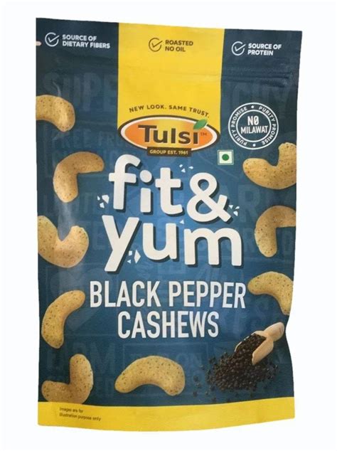 Roasted Spicy Tulsi Black Pepper Cashews Packet Packaging Size 160gm