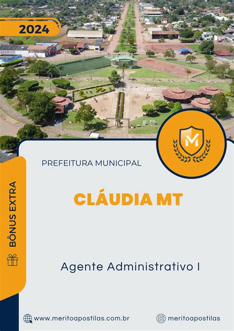 Apostila Agente Administrativo I Prefeitura De Cláudia Mt 2024 Mérito