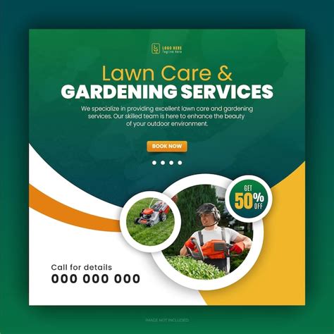 Premium Vector Modern Lawn Mower Garden Or Landscaping Service Social