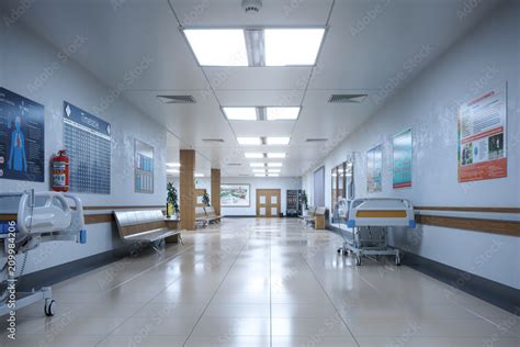 Hallway the emergency room and outpatient hospital. 3d illustration ...