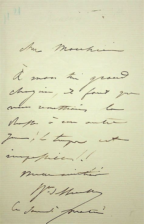 Lettre Autographe Sign E By Georges Charles De Heeckeren D Anth S Dit