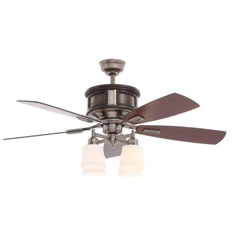 Hampton Bay Garrison 52 In Indoor Gunmetal Ceiling Fan With Light Kit And Remote Control Ac438