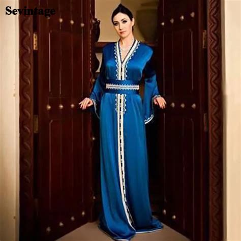 Sevintage Royal Blue Morocco Caftan Evening Dresses Lace Algeria Prom