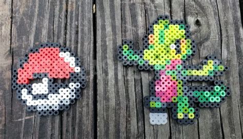 TREECKO CON SUPPORTO Pokéball Pokémon Pixel Art Perler Art EUR 13 59