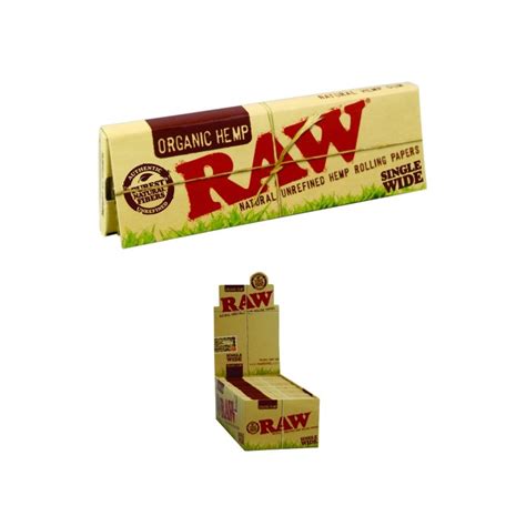 Raw Single Wide Rolling Papers Organic Hemp X50 Pcs