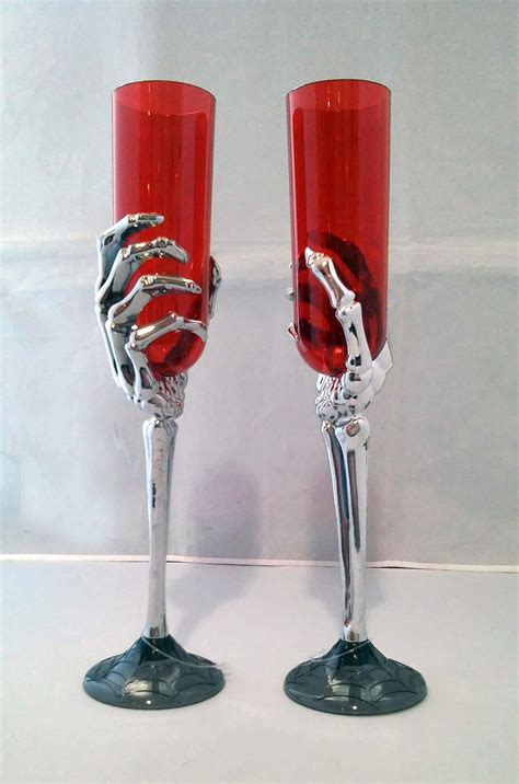 Halloween Plastic Skeleton Hand Champagne Flutes Goblets