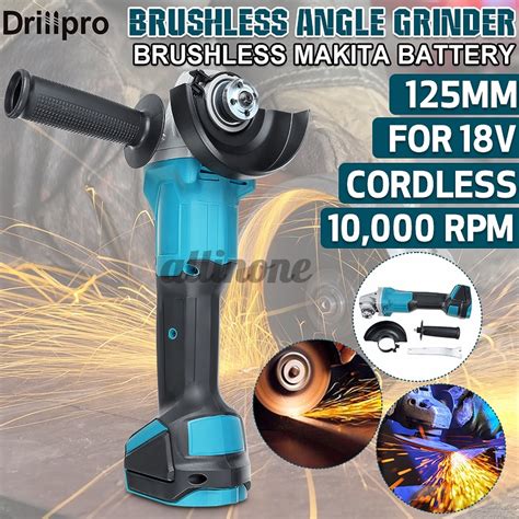 Drillpro Mm Cordless Brushless Angle Grinder For V Makita Dga Z