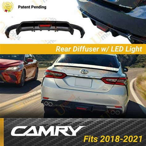 Fit 18 23 Toyota Camry Rear Bumper Lip Spoiler Lower Diffuser With Led Superautousa