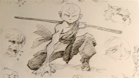 How To Draw Avatar Aang Avatar The Last Airbender Soeed Drawing Ink