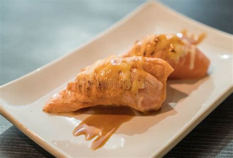 Salmon Burned Mayo Nigiri Stock Photo Image Of Asia 89424594