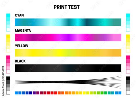 Print Test CMYK Calibration Illustration With Color Test For Cyan