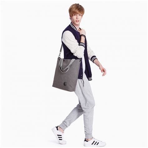 E1965 Kono Large Canvas Unisex Messenger Bag Grey