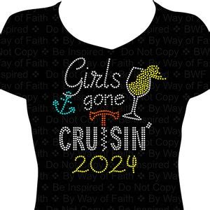 Girls Gone Cruisin Bling Rhinestone Shirt Ship Faced Girls Trip