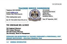 Tsc Issues Recruitment Circular For Teachers November